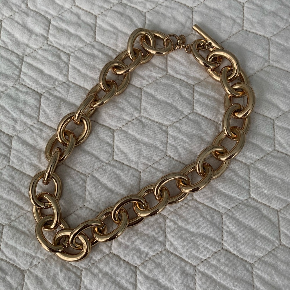J Crew Heavy, gold chain necklace